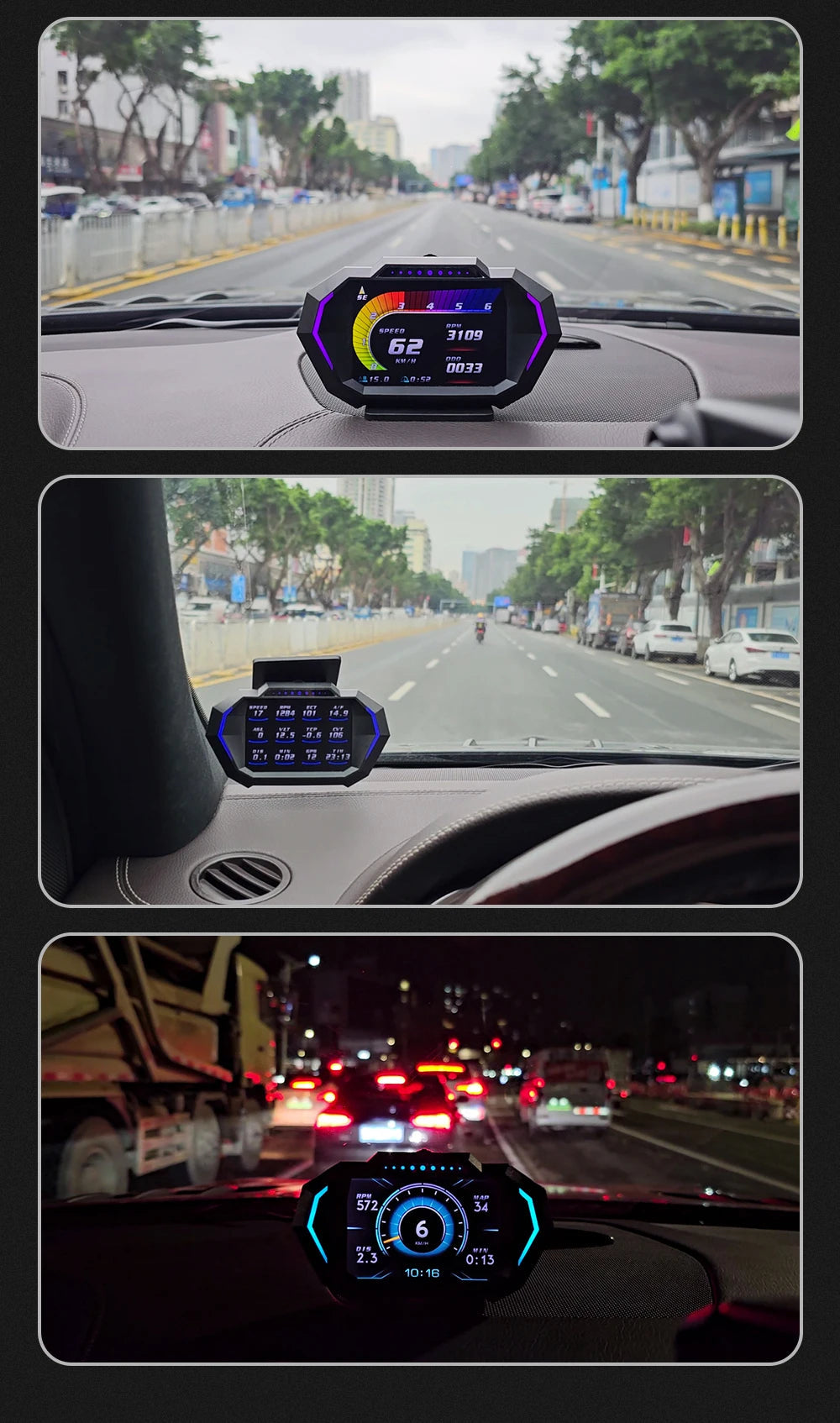 NEW Multi-function Full LCD Instrument OBD+GPS Dual System Car OBD2 GPS HUD Head Up Smart Digital Speedometer with Tester Alarm sayaragear