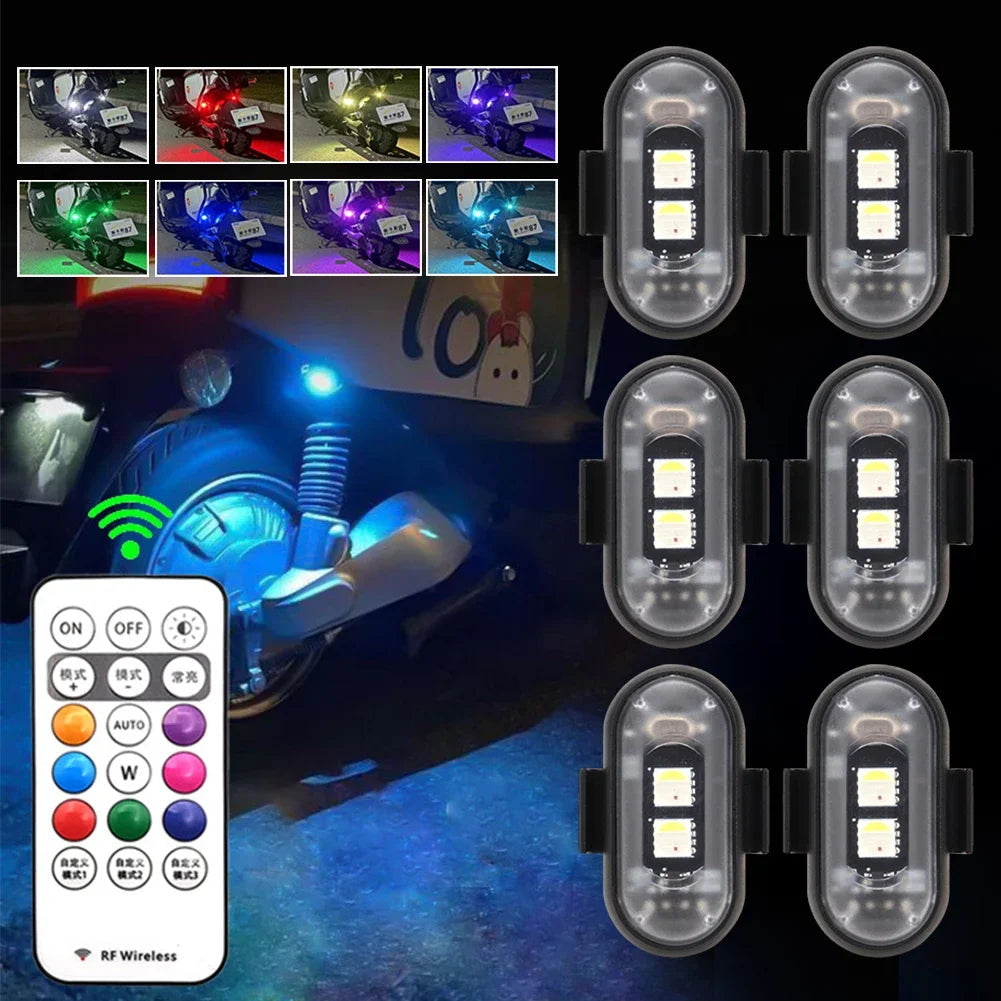 Car Motorcycle RGB LED Strobe Lights 8 Colors LED Flash Position Wireless Light Aircraft Airplane Helicopter Warning Lights sayaragear