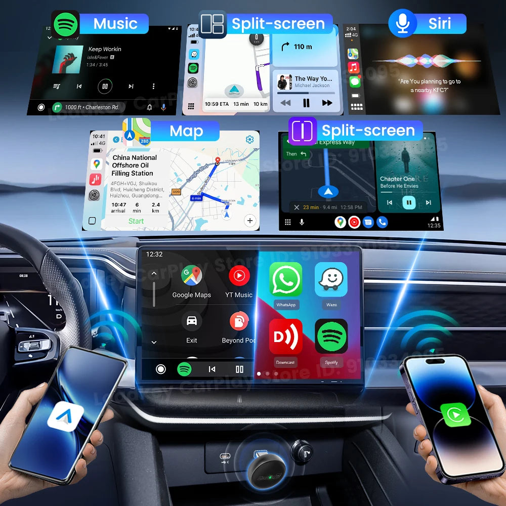 New CarlinKit Mini Ultra3 Wireless CarPlay Adapter Android Auto Wireless Dongle 2-In-1 Wireless Adapter Auto Connect 5.8G Wifi sayaragear