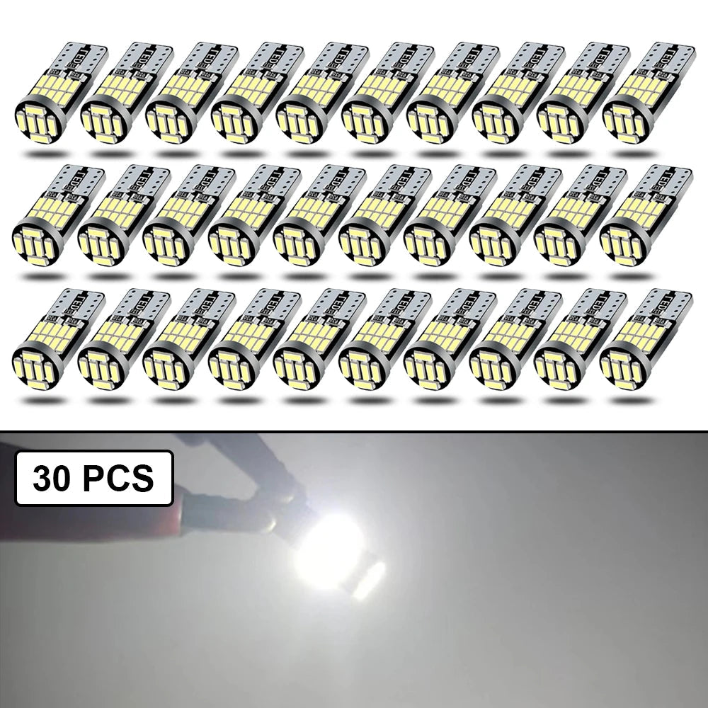 10-40 PCS CANBUS No Error T10 W5W LED Bulb For Car Interior Dome Door Map Trunk License Plate Lights 12V 26SMD 400LM 6500k White sayaragear
