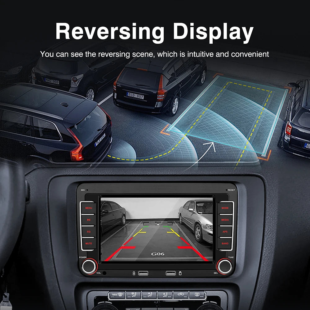 7 Inch Car Stereo For VW Touchcreen BT AM/FM Radio Receiver with Android Auto Carplay USB Charge Support Hands-Free Calling sayaragear