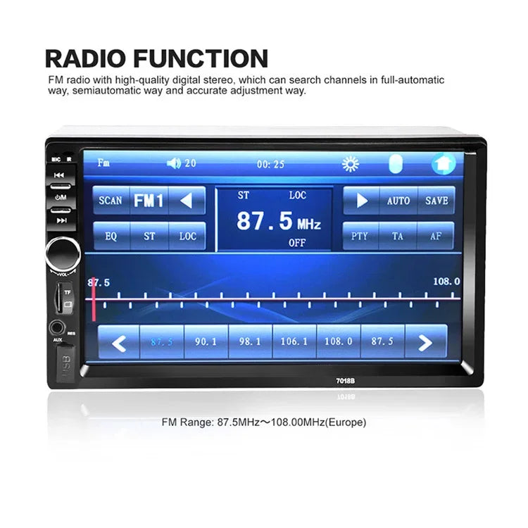 7" Double 2 DIN Car MP5 Player B-T Touch Screen Stereo Radio With 4led Camera sayaragear