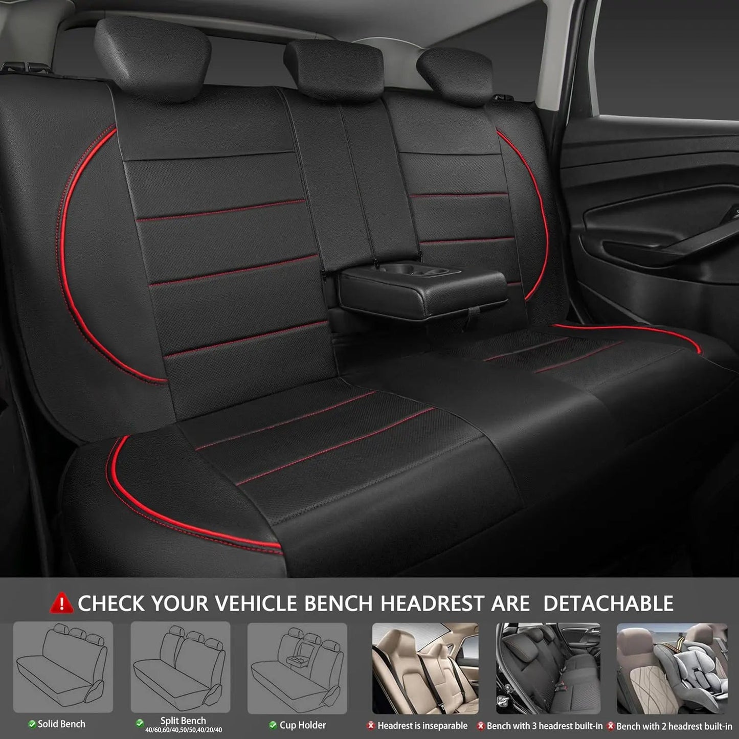 Universal Leather Car Seat Covers Red Simple Waterproof 5 Seat Car Seat Cover sayaragear