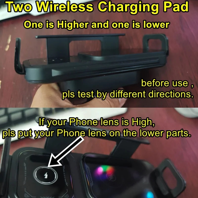 15W Universal Car Phone Wireless Charger Holder 360° Rotation Mount for Samsung Galaxy Fold 6 5 4 3 Z Flip S25 S24 iPhone 16 15 sayaragear