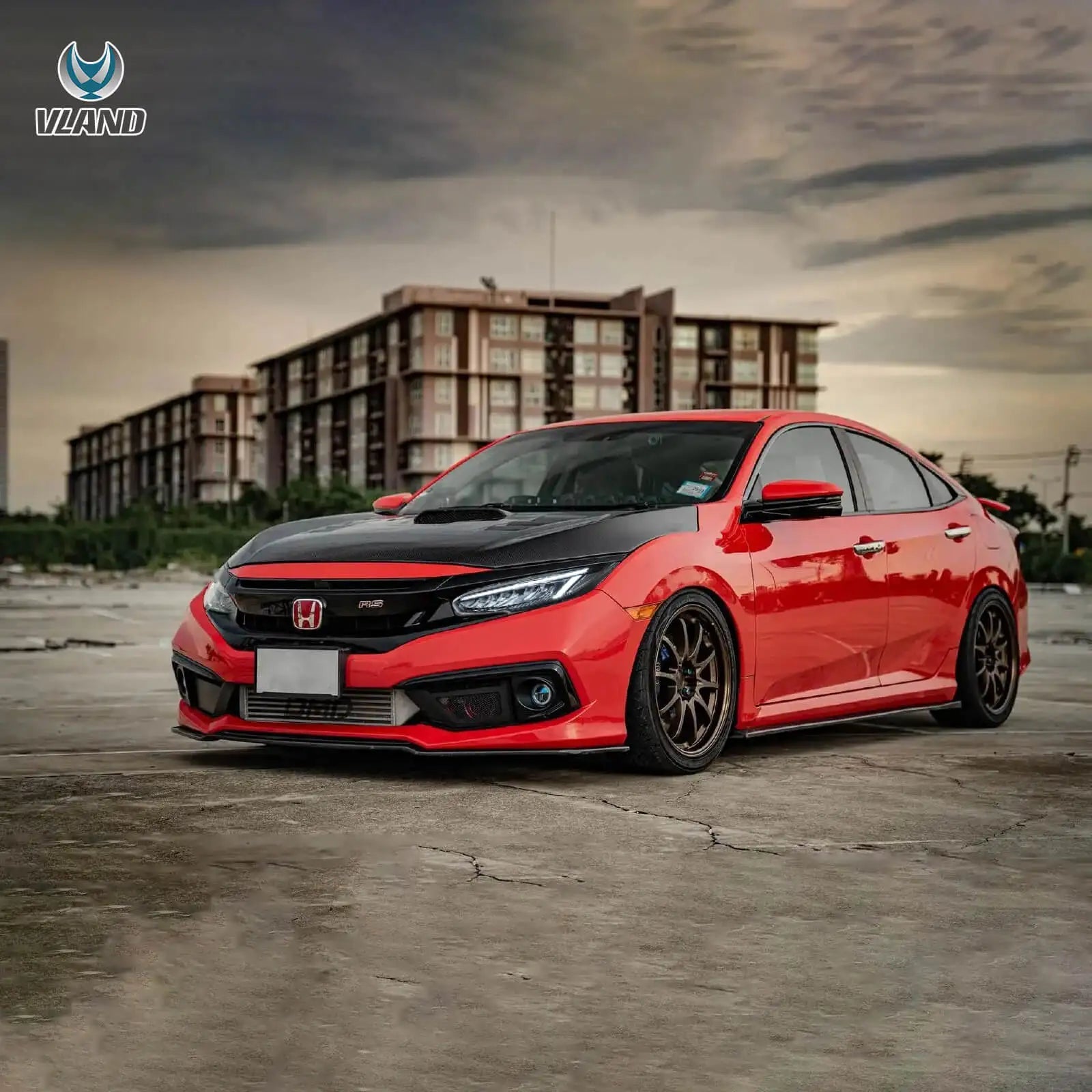 Vland 16-21 Civic 10th Gen LED Reflection Bowl Headlights Chrome sayaragear