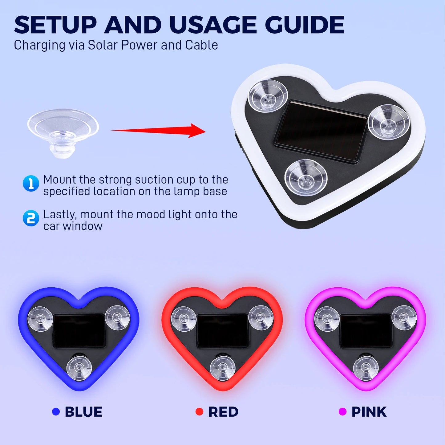 Solar Triangle Window Heart-Shaped Light Emitting Heart-Shaped Atmosphere Light Interior Wiring Free LED Atmosphere Light sayaragear