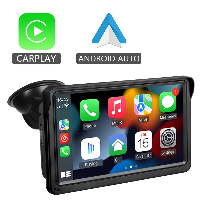 Hippcron 7inch Car Radio Multimedia Video Player Wireless Carplay And Wireless Android Auto Portable Universal Touch Screen sayaragear