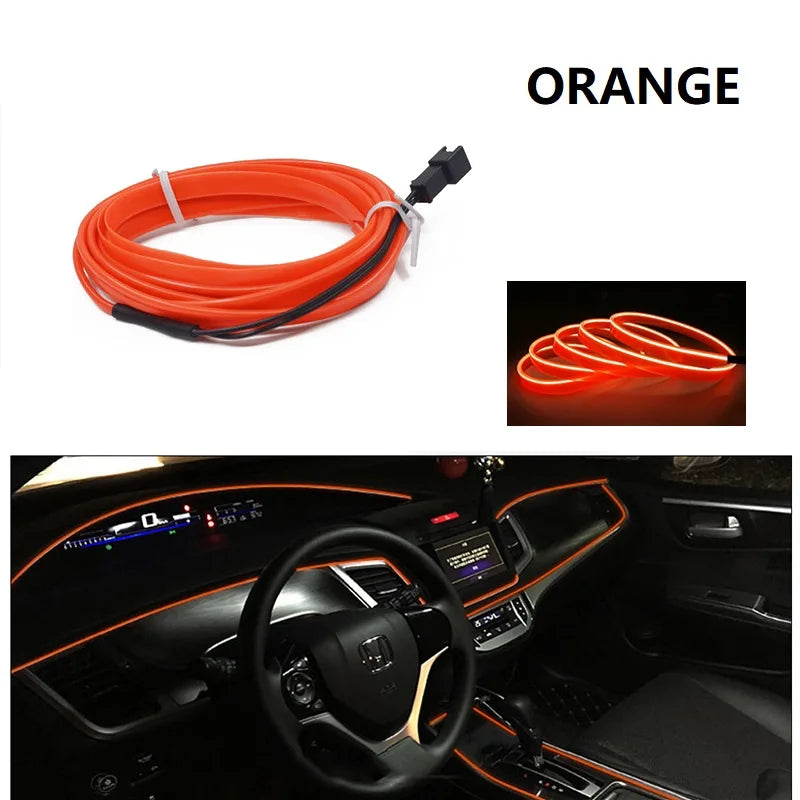 Car Interior Decorative Lamps Strips Atmosphere Lamp Cold Light Decorative Dashboard Console Auto LED Ambient Lights 1/2/3/4/5M sayaragear