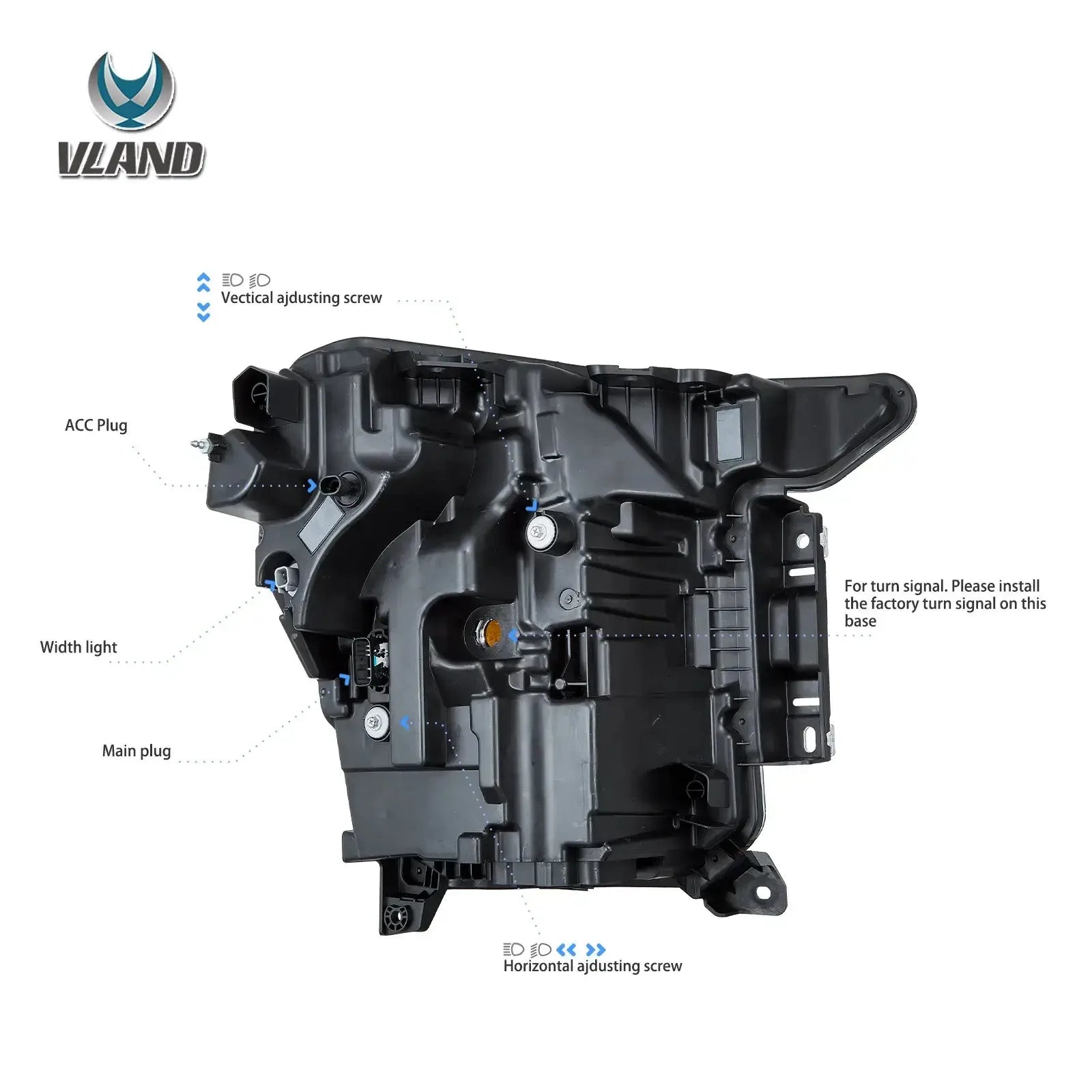 Vland 21-23 F150 14th Gen LED Reflection Bowl HeadLights Chrome with High-Quality Illumination sayaragear