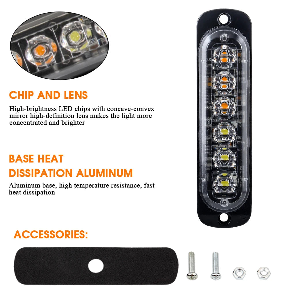led strobe light Flashing Grille Lights Car emergency light 6LED WARN LIGHT police lights for car TRUCK strobe led light 12v 24v sayaragear