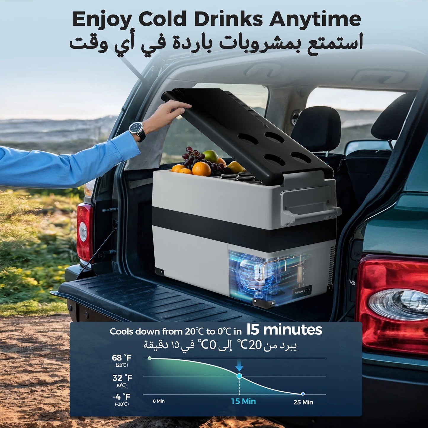 EUHOMY Portable Car Refrigerator, 35/45/55L Capacity, APP Control -20℃ to 20℃ Temp, Car Cooler Freezer For Outdoor Camping sayaragear