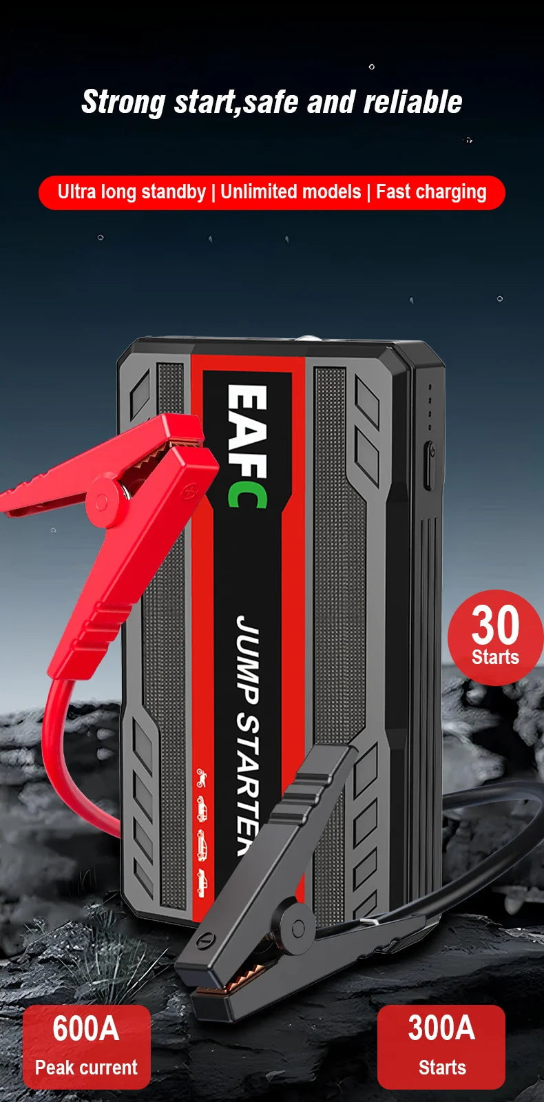 4000A/2000A/600A Portable Car Jump Starter PowerBank Booster Charger 12V Starting Device Petrol Diesel Car Booster JumpStarter sayaragear