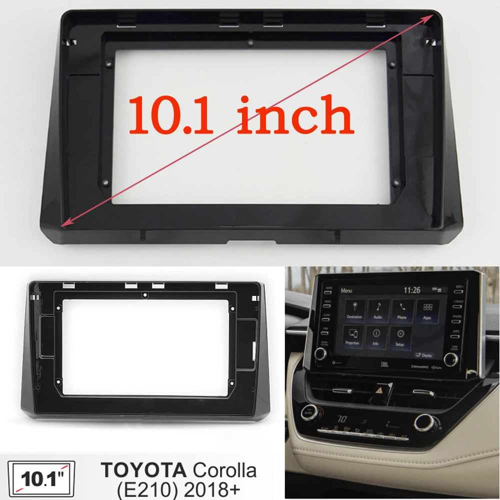 Car Radio Fascia Frame For Toyota Corolla Auris E210 2018-2021 10 inch Stereo Panel Harness Power Cable Adapter Canbus Mount Kit sayaragear
