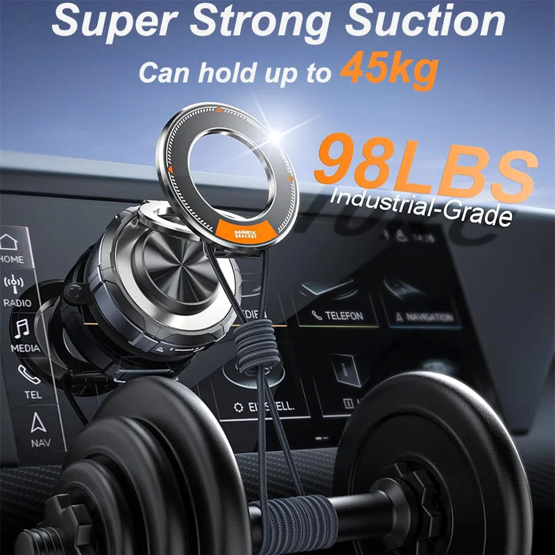 Alloy Magnetic Car Phone Holder Vacuum Suction Mount with 3 Rings 360 Rotation for Car Windshield Dashboard for iPhone Samsung sayaragear