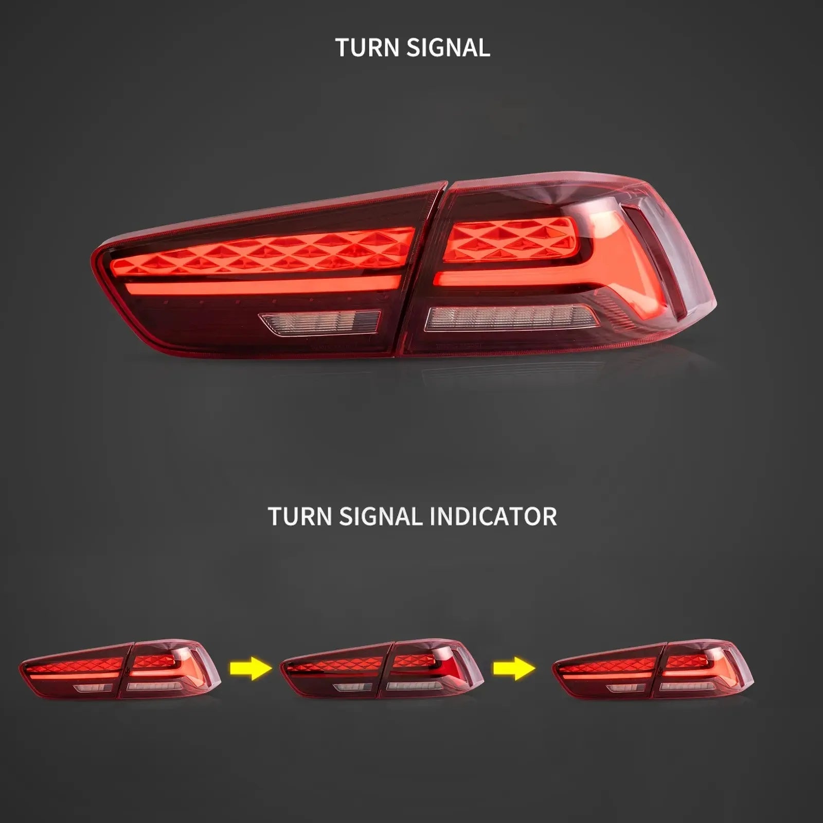 VLAND IV LED Tail Lights with Dynamic Welcome Lighting for 2008-2018 Mitsubishi Lancer and Lancer Evolution X Rear Light Assembl sayaragear