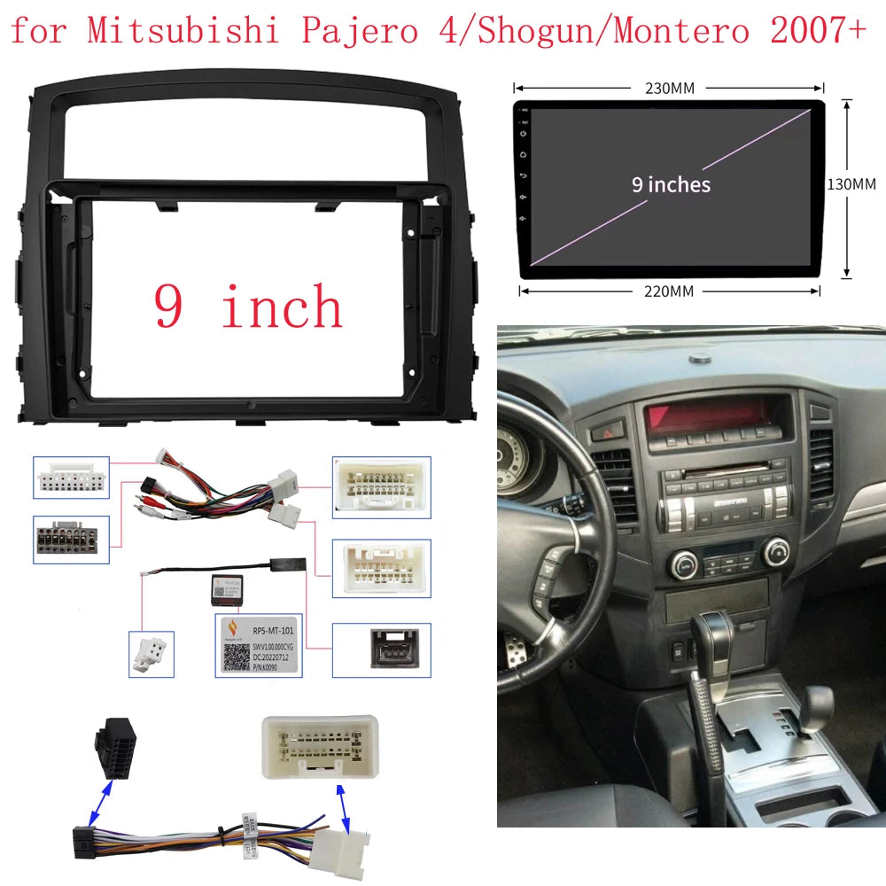 9 Inch Car Radio GPS MP5 Android Stereo Player 2 Din Head Unit Fascia Panel Dash Frame For MITSUBISHI Pajero 4 V80 V90 V93 V97 sayaragear