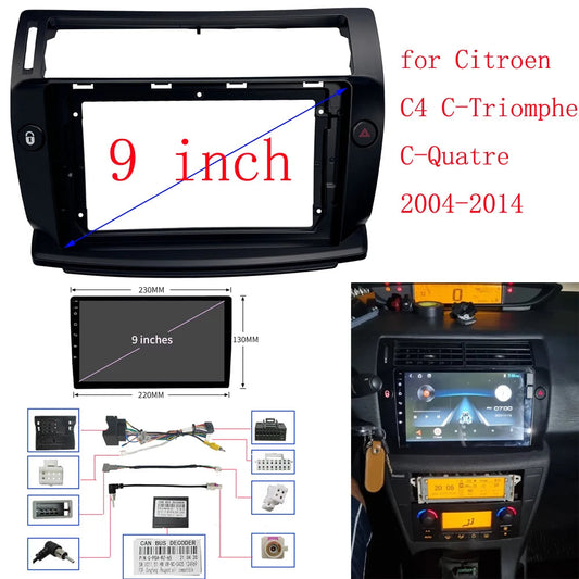 For 2004-2014 CITROEN C-QUATRE 9INCH CD Radio Android stereo Harness screens accessories navigation dashboard cable frame canbus sayaragear