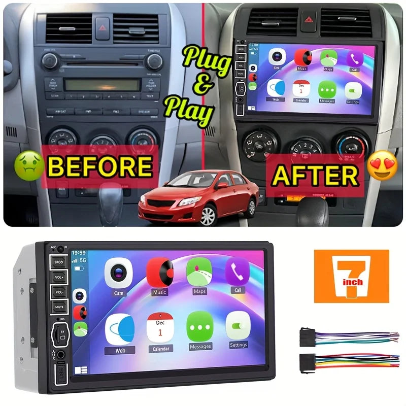 17.78cm 2Din Car Stereo - Universal Car Multimedia System for Android and iOS Devices, Car Stereo Unit, Without Battery sayaragear