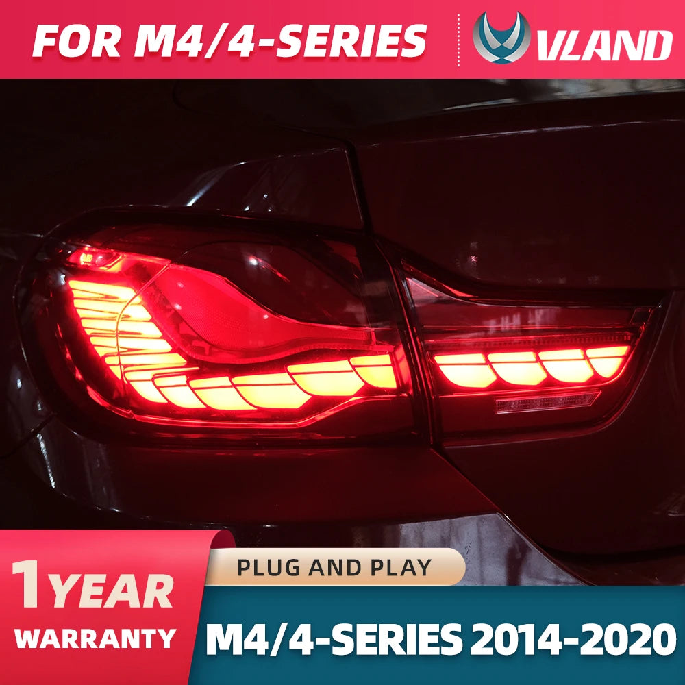Vland 14-20 BMW 4 Series F32 F33 F36 M4 F82 F83 Full LED Tail Lights GTS Style Rear Lamp Assembly Plug and Play Upgrade Replacem sayaragear