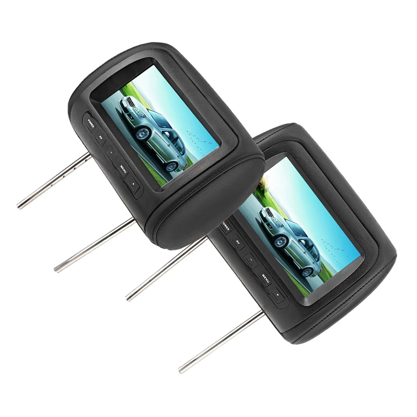 2pcs 7 in Wireless Control Adjustable Headrest LCD Video Monitor MP5 Display Black sayaragear