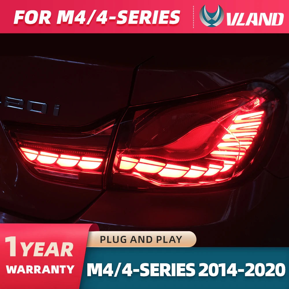 Vland 14-20 BMW 4 Series F32 F33 F36 M4 F82 F83 Full LED Tail Lights GTS Style Rear Lamp Assembly Plug and Play Upgrade Replacem sayaragear