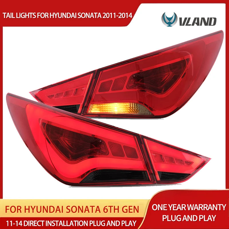 Vland LED Tail Lights for 11-14 Hyundai Sonata 6th Gen (YF) Sedan with Amber Turn Signal – Stylish Replacement Upgrade sayaragear