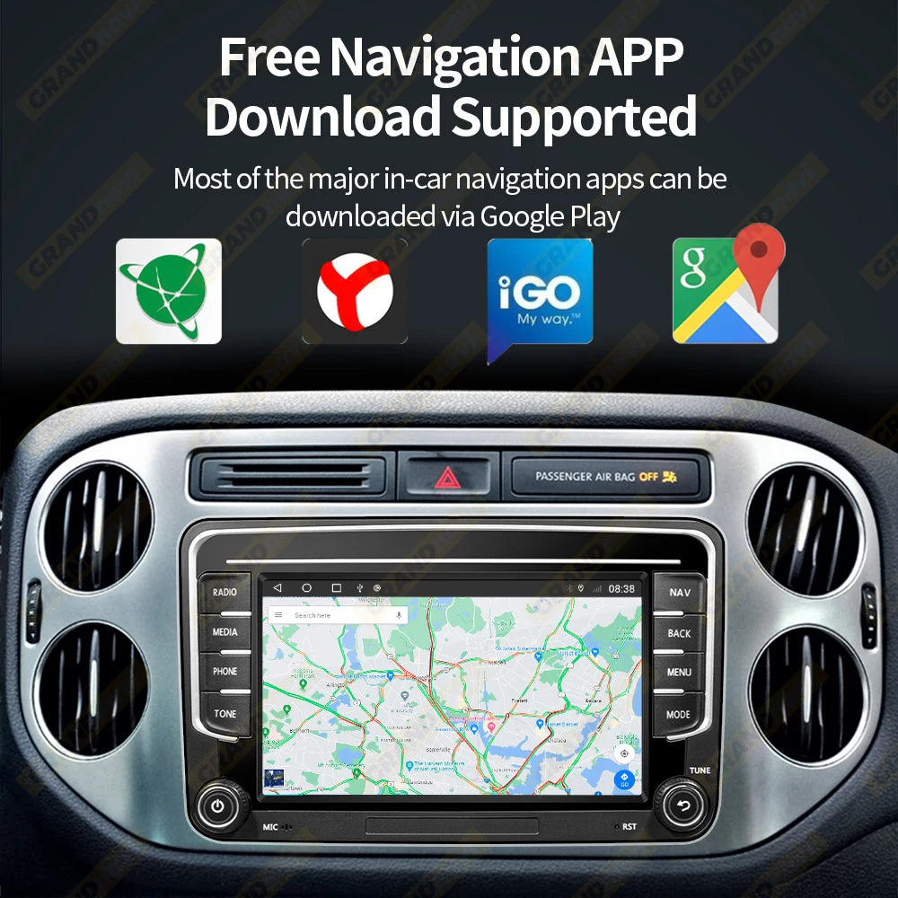 GRANDnavi Android13 Car Radio GPS For VW Volkswagen Skoda Octavia Golf 5 6 Touran Passat B6 Polo Jetta 2Din Multimedia Player sayaragear