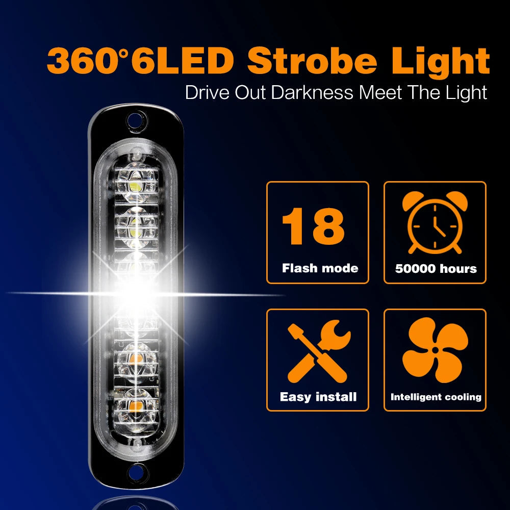 led strobe light Flashing Grille Lights Car emergency light 6LED WARN LIGHT police lights for car TRUCK strobe led light 12v 24v sayaragear