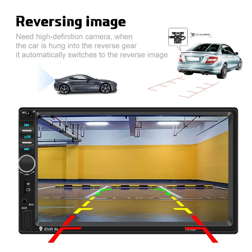7" Double 2 DIN Car Stereo Radio MP5 Touch Screen Bluetooth FM USB + Rear Camera sayaragear