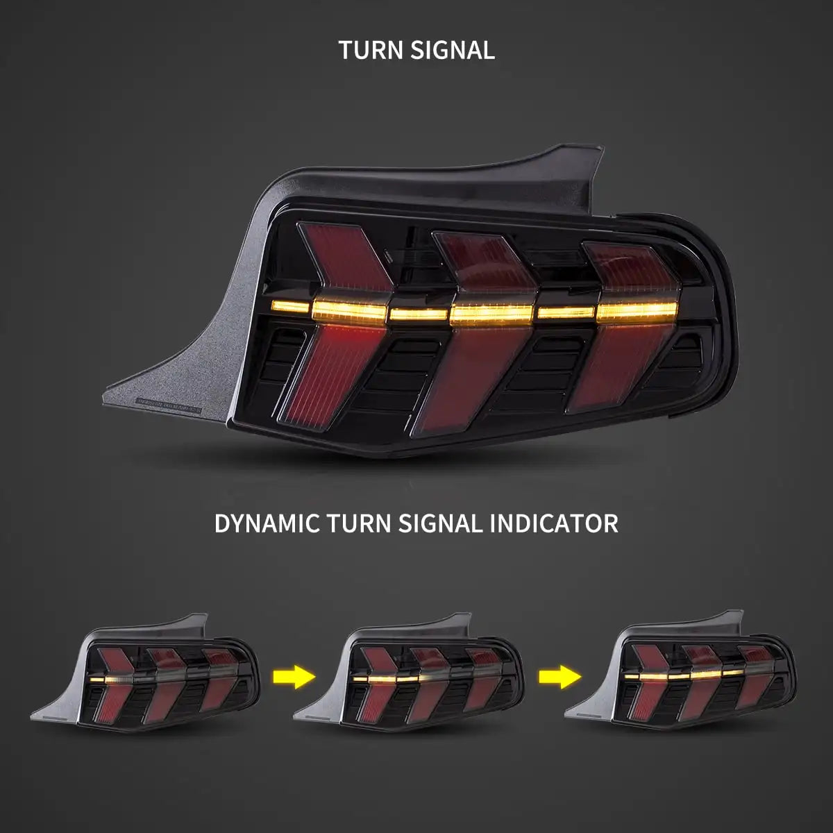 VLAND 2010-2012 Mustang 5th Gen S-197 II Pre-Facelift Smoked LED Tail Lights With Amber Sequential Turn Signal sayaragear