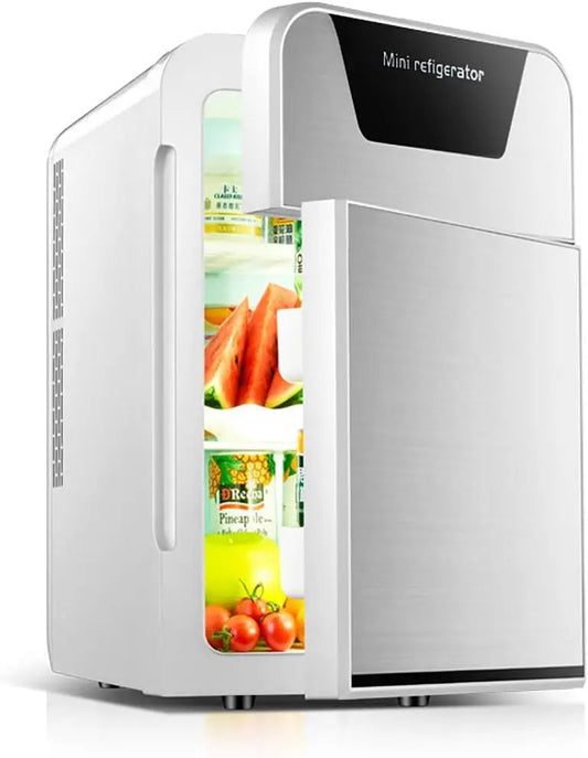 EKAQUZ Mini Fridge for Bedroom - Car, Office Desk & College Dorm Room - 12v Portable Cooler & Warmer for Food, Drinks, Skinca sayaragear