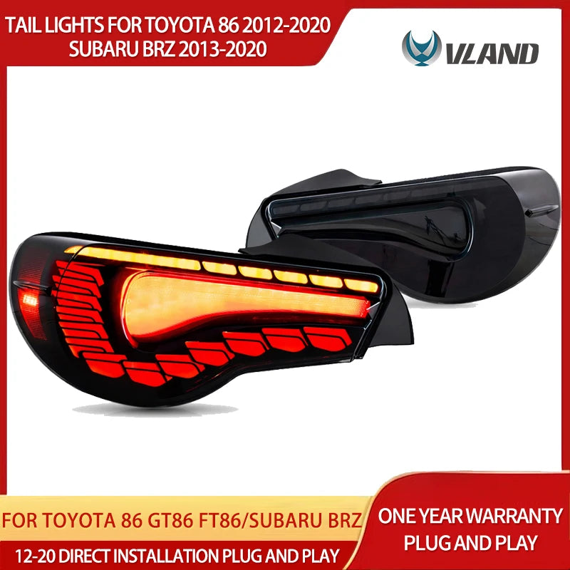 Vland 12-20 Toyota 86 GT86 FT86 13-20 Subaru BRZ 13-20 Scion FR-S LED Tail Lights Sequential Turn Signal With Dynamic Welcome Li sayaragear