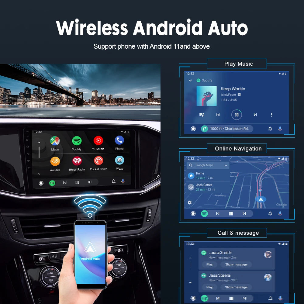 CarlinKit Wired or Wireless CarPlay Adapter USB Android Auto Dongle for Android Car Multimedia Mirrorlink Waze Spotify Autokit sayaragear