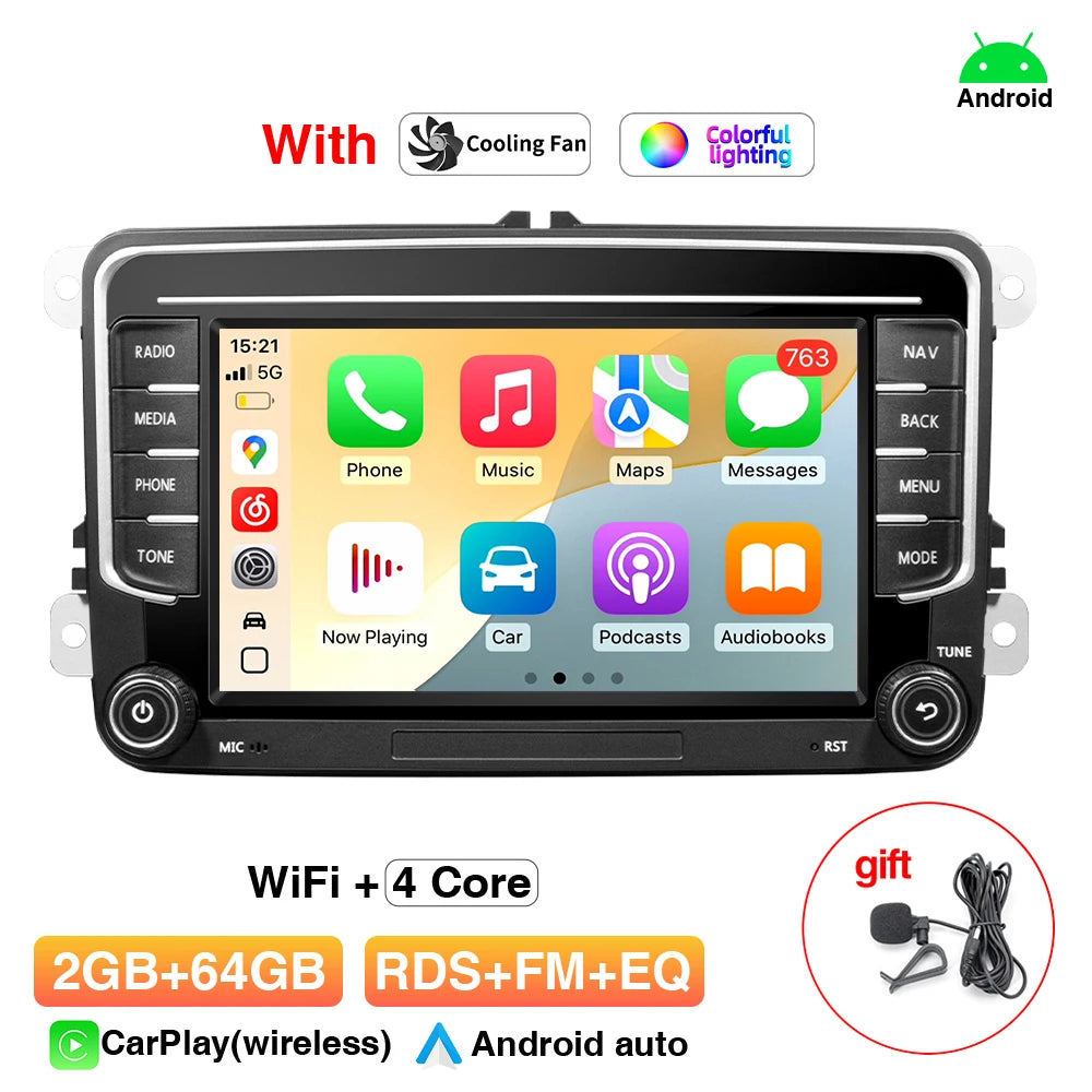 GRANDnavi Android13 Car Radio GPS For VW Volkswagen Skoda Octavia Golf 5 6 Touran Passat B6 Polo Jetta 2Din Multimedia Player sayaragear