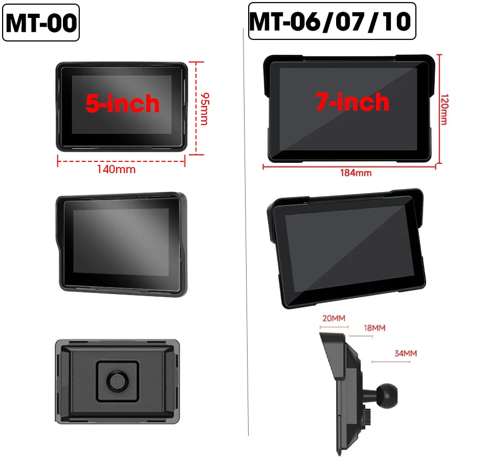 Jansite 5/7 inch Carplay Motorcycle DVR Navigation GPS Wireless CarPlay Android Auto IPX7 Display Screen Portable Moto Monitor sayaragear