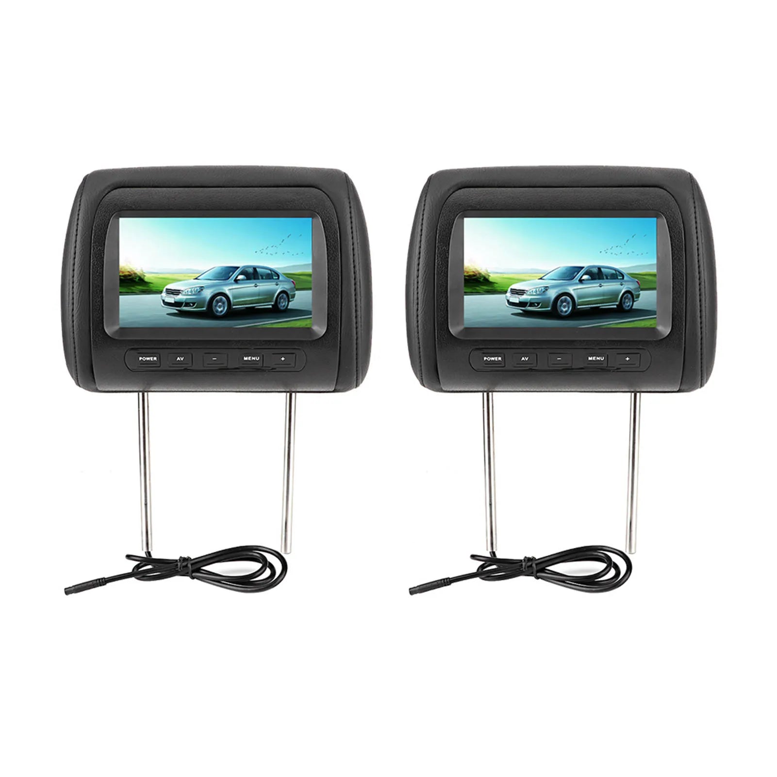 2pcs 7 in Wireless Control Adjustable Headrest LCD Video Monitor MP5 Display Black sayaragear