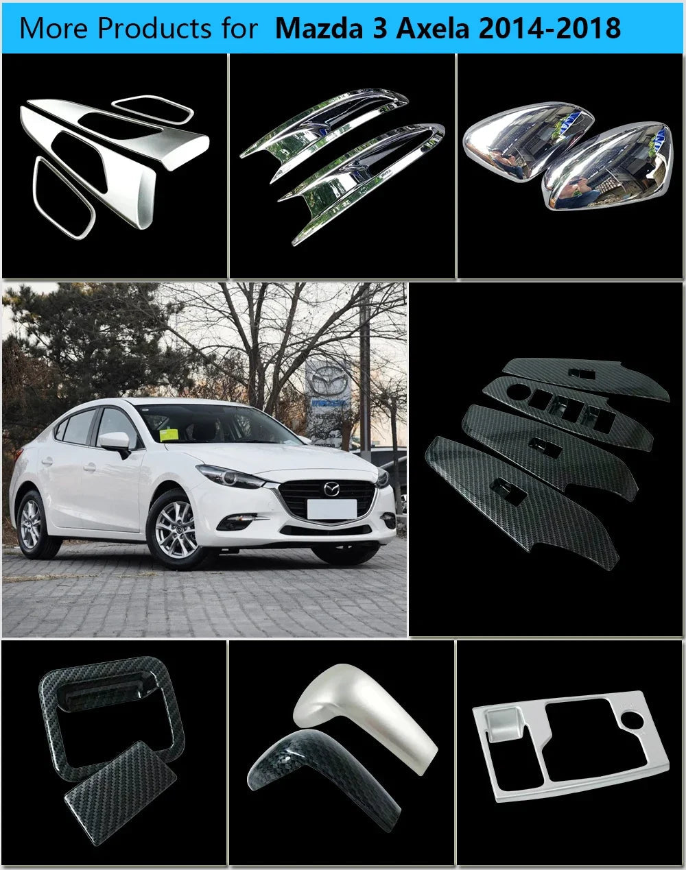 for Mazda 3 Axela 2014 - 2018 BM Luxurious Chrome Door Handle Cover Trim Set 2015 2016 2017 Car Accessories Stickers Car Styling sayaragear