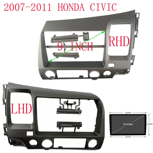 9 Inch Car Radio Android Stereo GPS MP5 Player Panel Casing Frame 2 Din Head Unit Fascia Dash Cover For Honda CIVIC 2006-2011 sayaragear