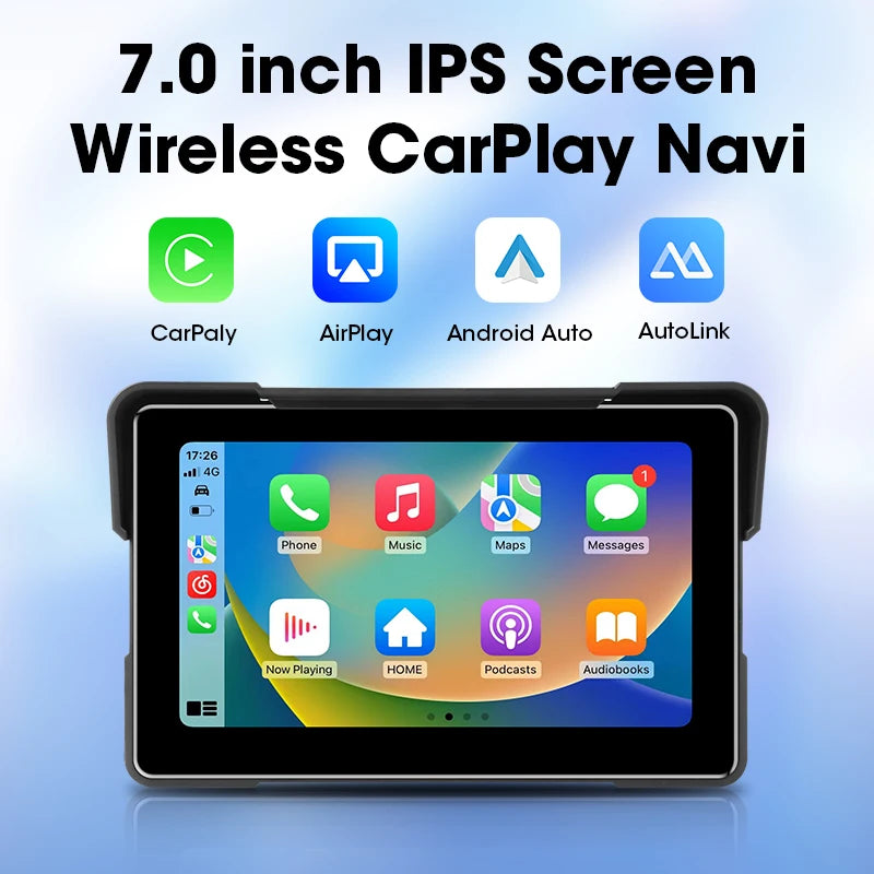 Jansite 5/7 inch Carplay Motorcycle DVR Navigation GPS Wireless CarPlay Android Auto IPX7 Display Screen Portable Moto Monitor sayaragear