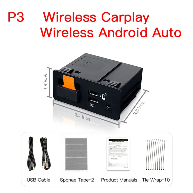 NEW P3 For Wireless Apple CarPlay Android Auto Adapter USB Hub OEM for Retrofit Mazda 2 3 6 CX3 CX5 CX8 CX9 MX5 TK78669U0C Kit sayaragear