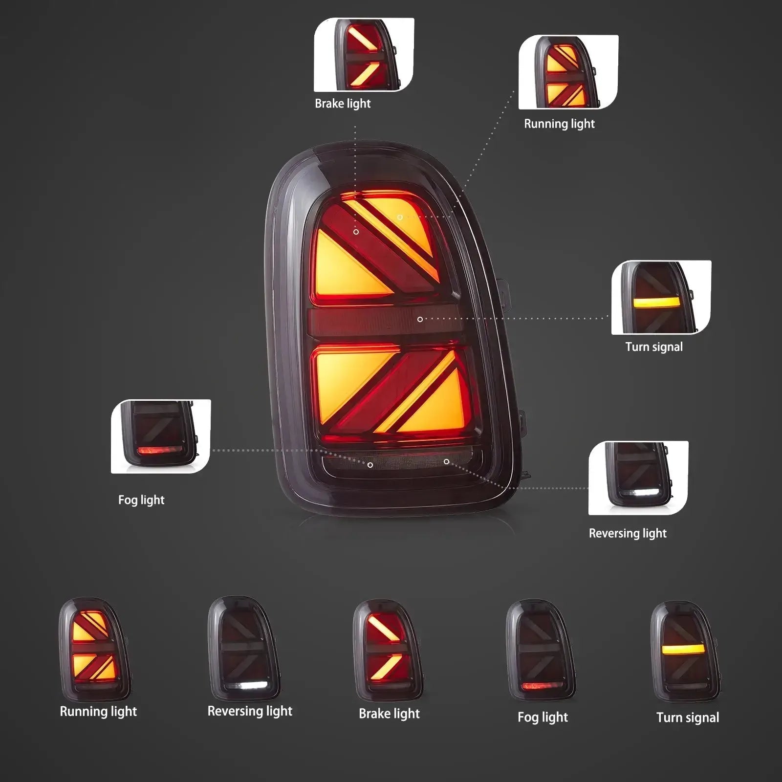 Vland 17-23 Mini Countryman F60 Full LED Tail Lights With Sequential Turn Signal sayaragear