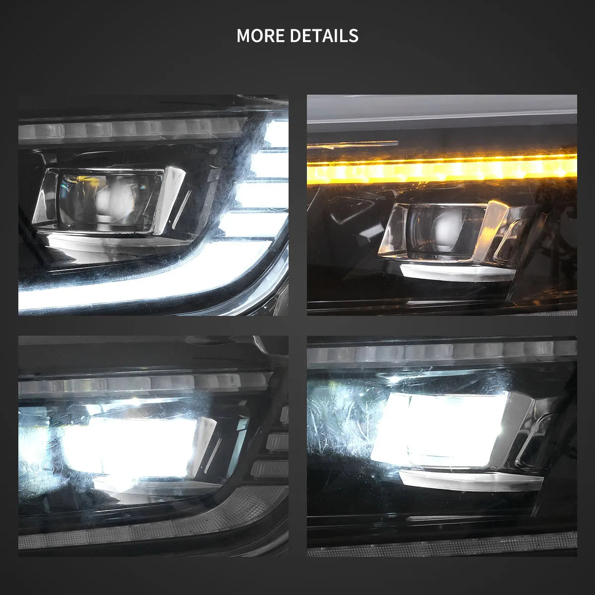 VLAND 16-18 Camaro & 19-24 Camaro ZL1 Black LED Dual Beam Projector Headlights W/ Start-up Animation sayaragear