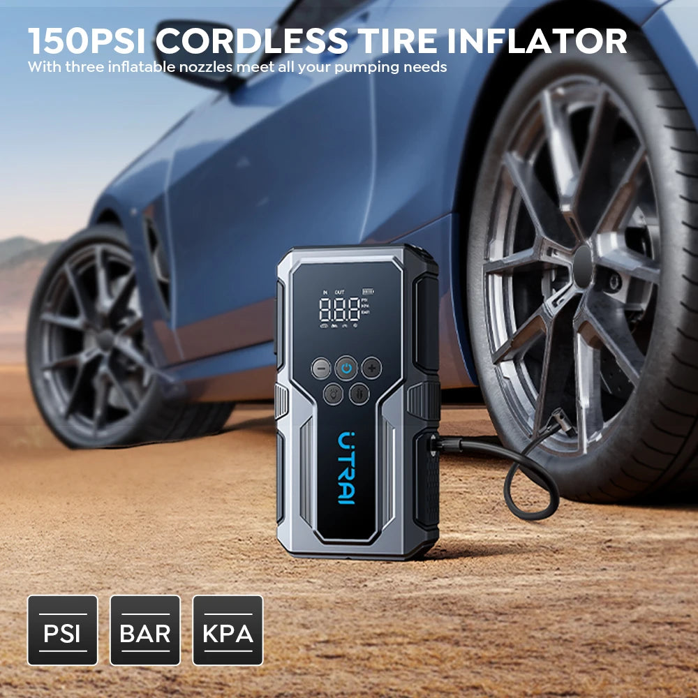 UTRAI 1500A Car Jump Starter Power Bank Portable 150PSI Air Pump Car Battery Emergency Boosters Starting Device Car Starter 2024 sayaragear