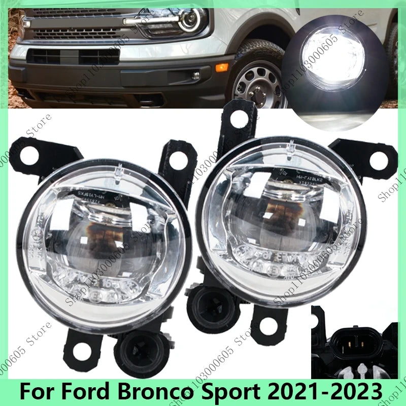 For Ford Bronco Sport 2021 2022 2023 LED Front Bumper Fog Lights Driving Lamps Auto Front Bumper Fog Light Lamp Assembly - sayaragear