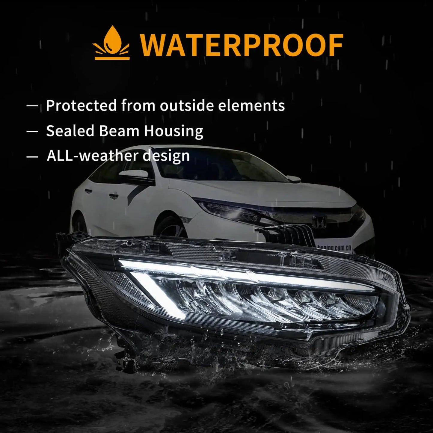 Vland 16-21 Civic 10th Gen LED Reflection Bowl Headlights Chrome sayaragear