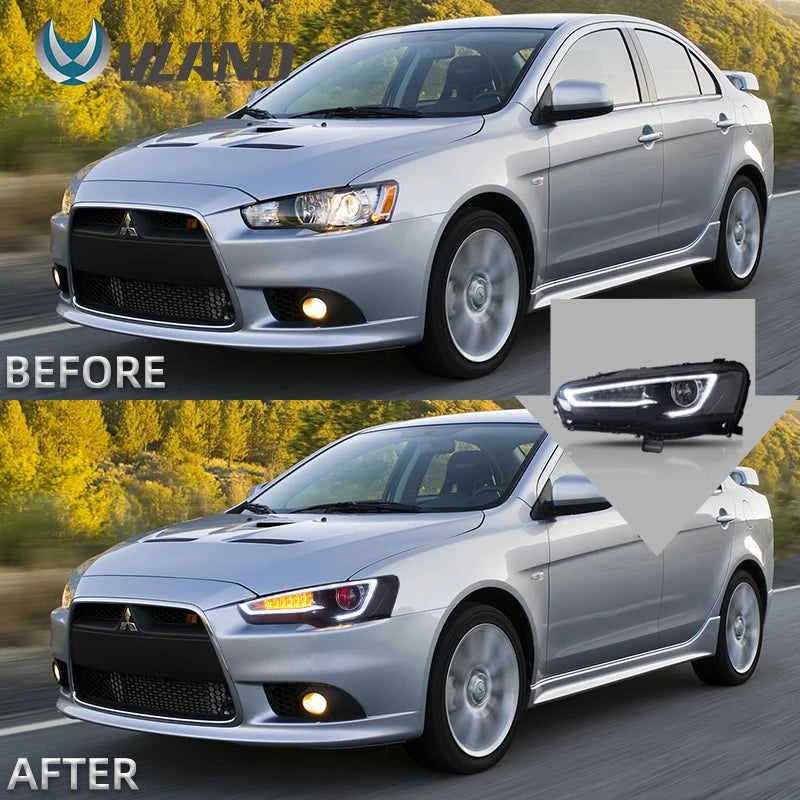 VLAND headlight Assembly FOR MITSUBISHI LANCER 2008-2017 LED HEADLIGHTS LED Running Light sayaragear