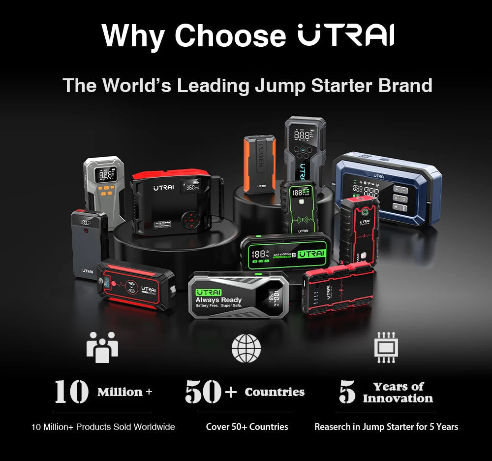UTRAI All-in-One 7000A Car Jump Starter with Air Compressor &  OBD Diagnosis & Outdoor Camping Lights Emergency Boosters sayaragear