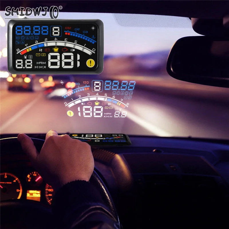 Digital HUD Speedometer Performance LCD Display HUD Display Car General OBD2 Driving Computer Car Speed Reflective Car Display sayaragear