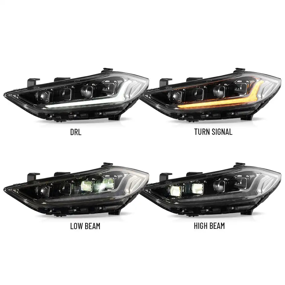 Vland 2017-2018 Hyundai Elantra Full LED Headlights With Sequential Turn Signal Plug and Play Head Lamp Assembly Replacement sayaragear