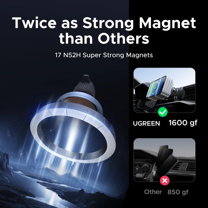 UGREEN Qi2 25W 15W Magnetic Car Phone Holder Wireless Charger Stand For iPhone 17 16 15 Pro Max Charging for Magsafe Car Charger sayaragear